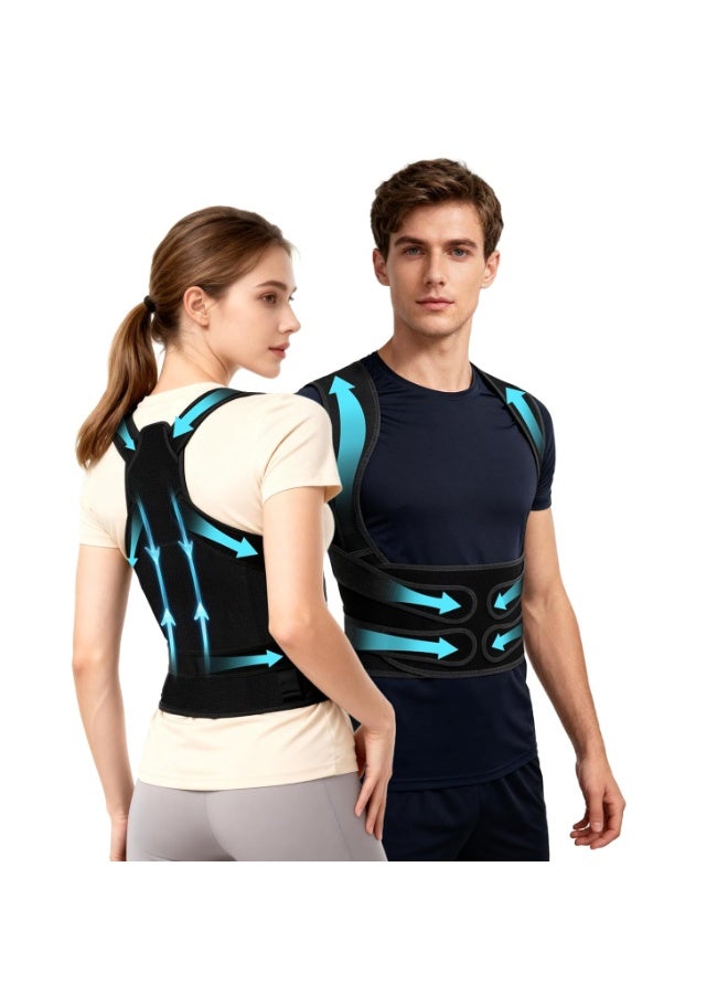 مصحح القامة للنساء والرجال، دعامة ظهر لتقويم المزاج مع دعم قابل للتعديل، تخفيف آلام الرقبة/الكتف/الظهر، تصحيح الجنف والانحناء، تصميم شبكي قابل للتنفس (M) - Image 1